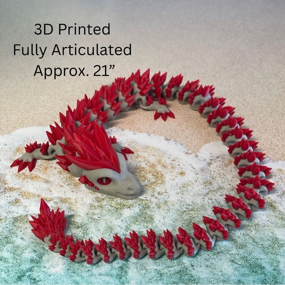 3D Printed Articulated Dragon - Red and Gray